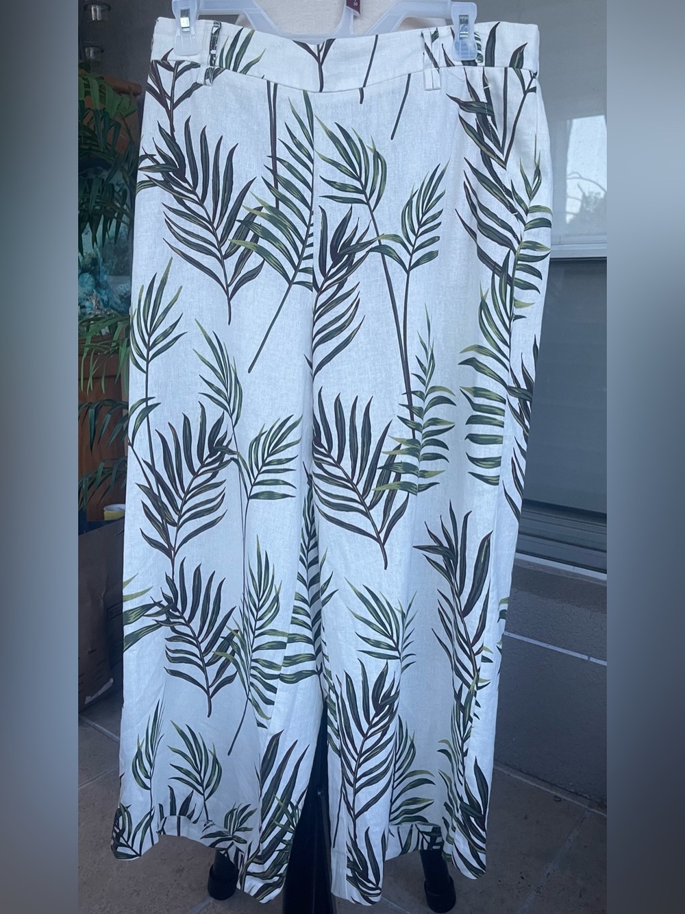 Joie White Curtain Panel with Green Botanical Leaf Print